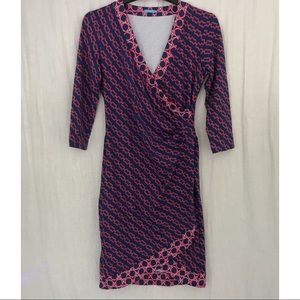 J. McLaughlin Faux Wrap Dress in Blue / Pink Link
